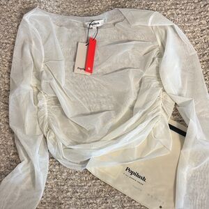 Popilush White Sheer Women's Top